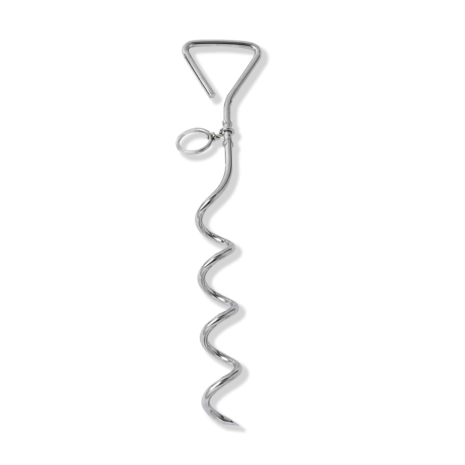 Wepet Dog Tie-Out Stake, Durable Silver Spiral Anchorstake, Secure Outdoor Tethering For All Cable Leash Chain, Camping Yard, Rust-Resistant, Easy Installation, Medium, 16 Inch
