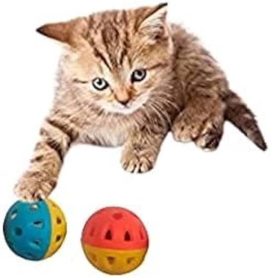 Cat Interactive Bell Ball, Cat Mini Ball Toy With Bell  (Pack Of 3), Colorful Plastic Jingle Rattle Chase Ball Bell Toy For Cat