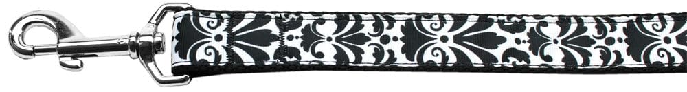 Mirage Pet Products Damask Black Nylon Dog Leash 3/8 inch Wide 6ft Long