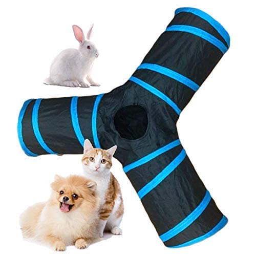 Kittupet 3 Way Metal Cat Tunnel, Collapsible Pet Toy With Ball For Puppy, Kitty, Kitten, Rabbit