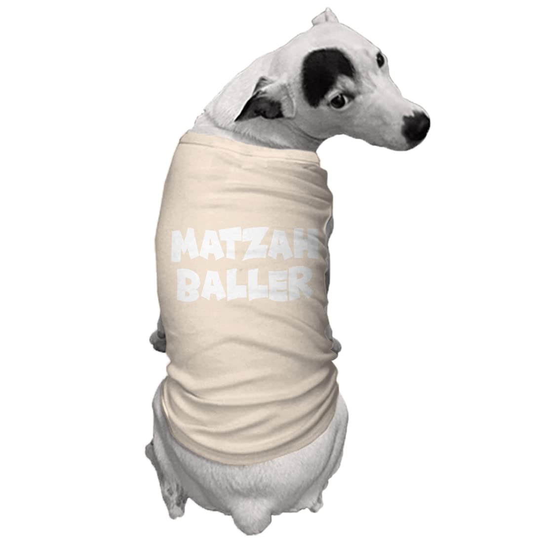 Matzah Baller - Matzo Hanukkah Passover Seder Dog Shirt (Natural, 2X-Large)