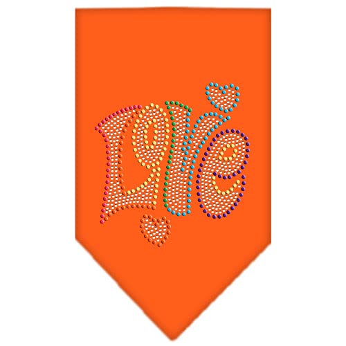 Mirage Pet Products 67-95 SMOR Technicolor Love Rhinestone Orange Print Bandana, Small