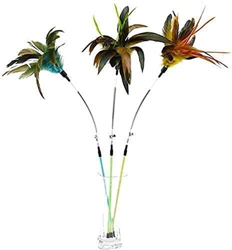 Kspups Durable And Non Toxic Cat Spring Feather Bell 62Cm Long Rod Stick Interactive Toys Set Ideal For Chewing And Playing Cats