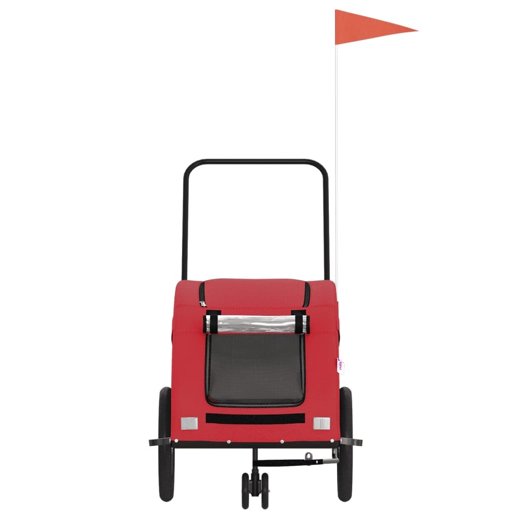 vidaXL Red Pet Bike Trailer with Oxford Fabric & Iron Frame - Versatile Pet/Cargo Carrier with Reflective Elements and Air Circulation for Increased Safety and Comfort 53.9x26.8x28.3