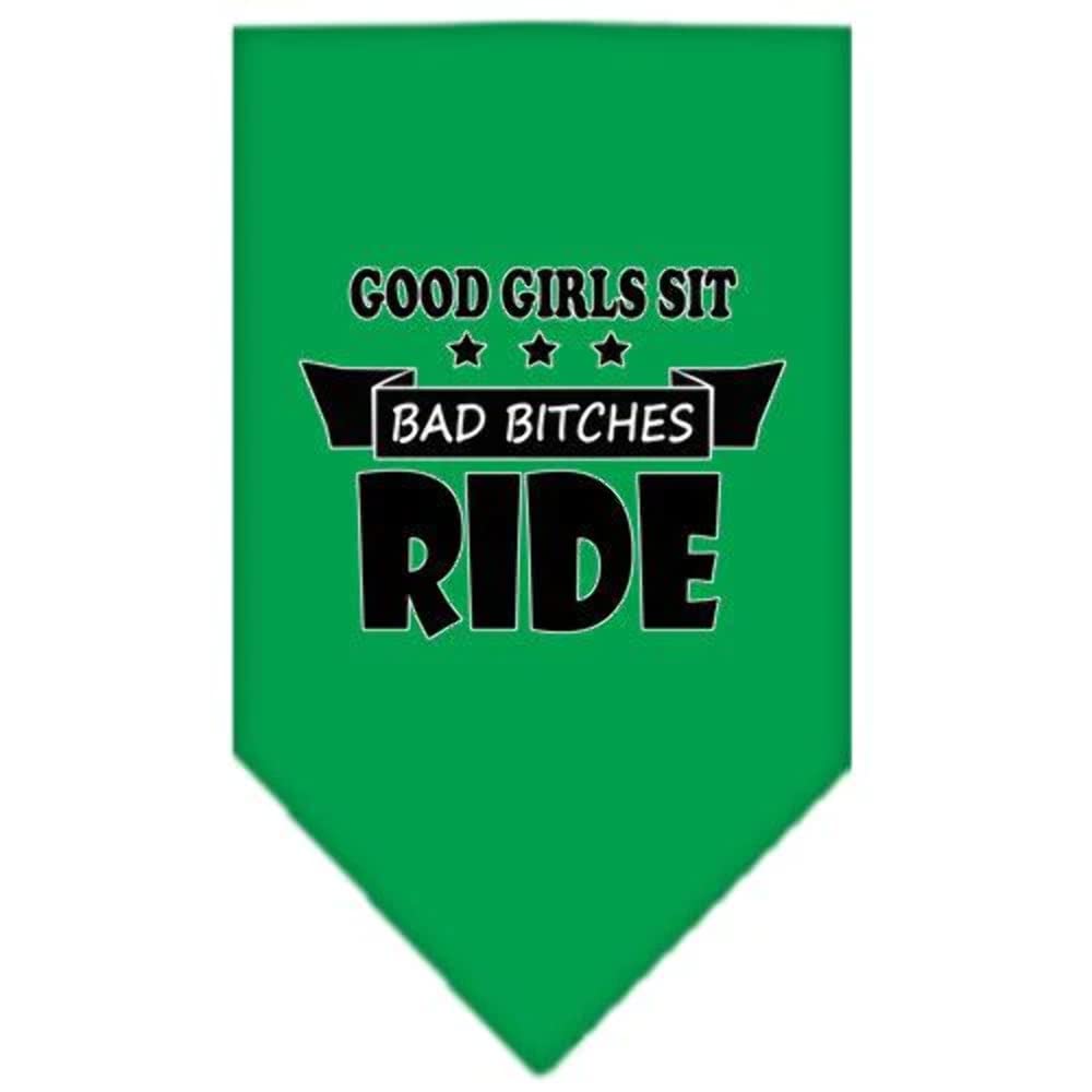 Mirage Pet Product Bitches Ride Screen Print Bandana Turquoise Large