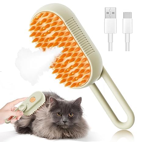 Trenwyu Pet Grooming Brush With Liquid Inlet  Soft Rounded Teeth & Foldable Handle  Dog & Cat Hair Comb For Bathing, Shedding