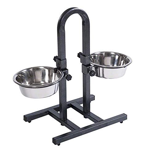 Woofy Stainless Steel Double Diner Food Bowl Stand For Dog Adjustable With 2 Bowls (U Type, Medium 2800 Ml)