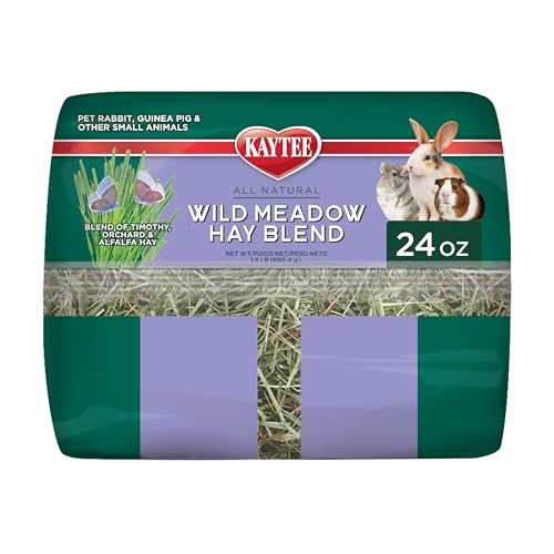 Kaytee All Natural Timothy Hay Wild Meadow Hay Blend for Guinea Pigs, Rabbits & Other Small Animals, 24 Ounce