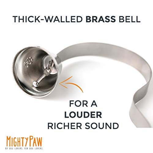 Mighty Paw Metal Dog Doorbell - Durable Bell Big Dog - Optimized Sound - Includes Doggy Doorbell Training Tips - Durable Sleek Silver Bell - Puppy Supplies - Pet Potty Training