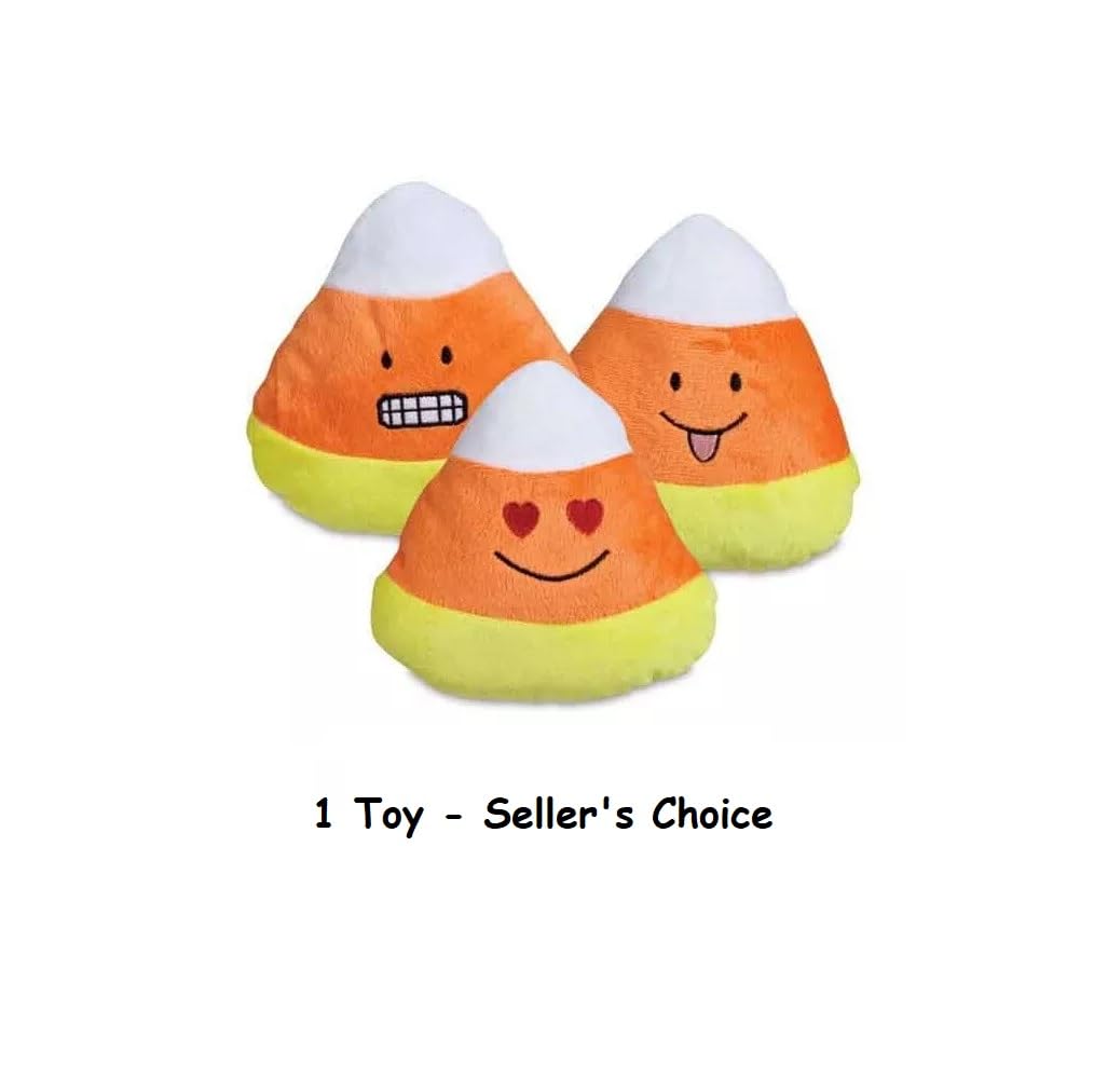 Soft Dog Toys Candy Corn Plush Squeaker Funny Face 6'' Choose Smile Grin Hearts Or Set (1 Random Toy - Seller'S Choice)