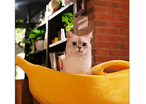 Petgrow Cute Banana Cat Bed House, X-Large 26.8"L, Plush Material, Soft Cuddle Bed for Cats, Kittens, Rabbits, Small Dogs, PG-2025