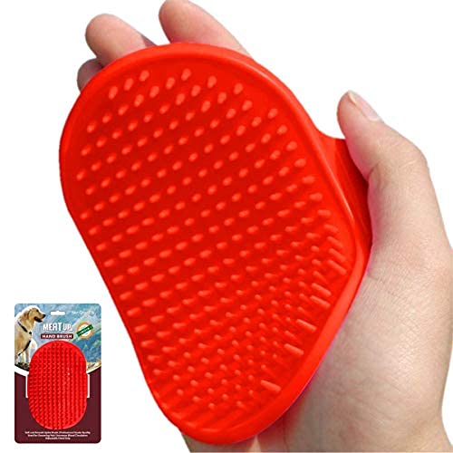 Pet Guard Bathing And Grooming Hand Brush With Rubber Bristles For Dogs And Cats  1 Piece