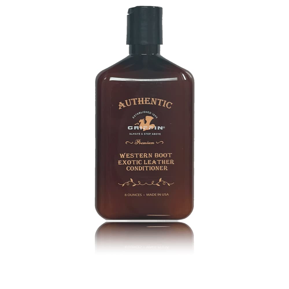 Griffin Western Exotic Leather Conditioner (8 Oz.) - Non-Toxic Formula For Cowboy Boots, Snakeskin, Alligator, Crocodile, Leathe