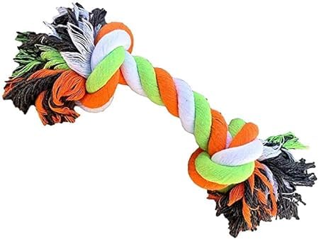 D&C Paws Two Knotted Bone Rope Toy  Interactive Teething, Playing And Exercise Toys For Dogs, Puppies And Cats (Multicolor)