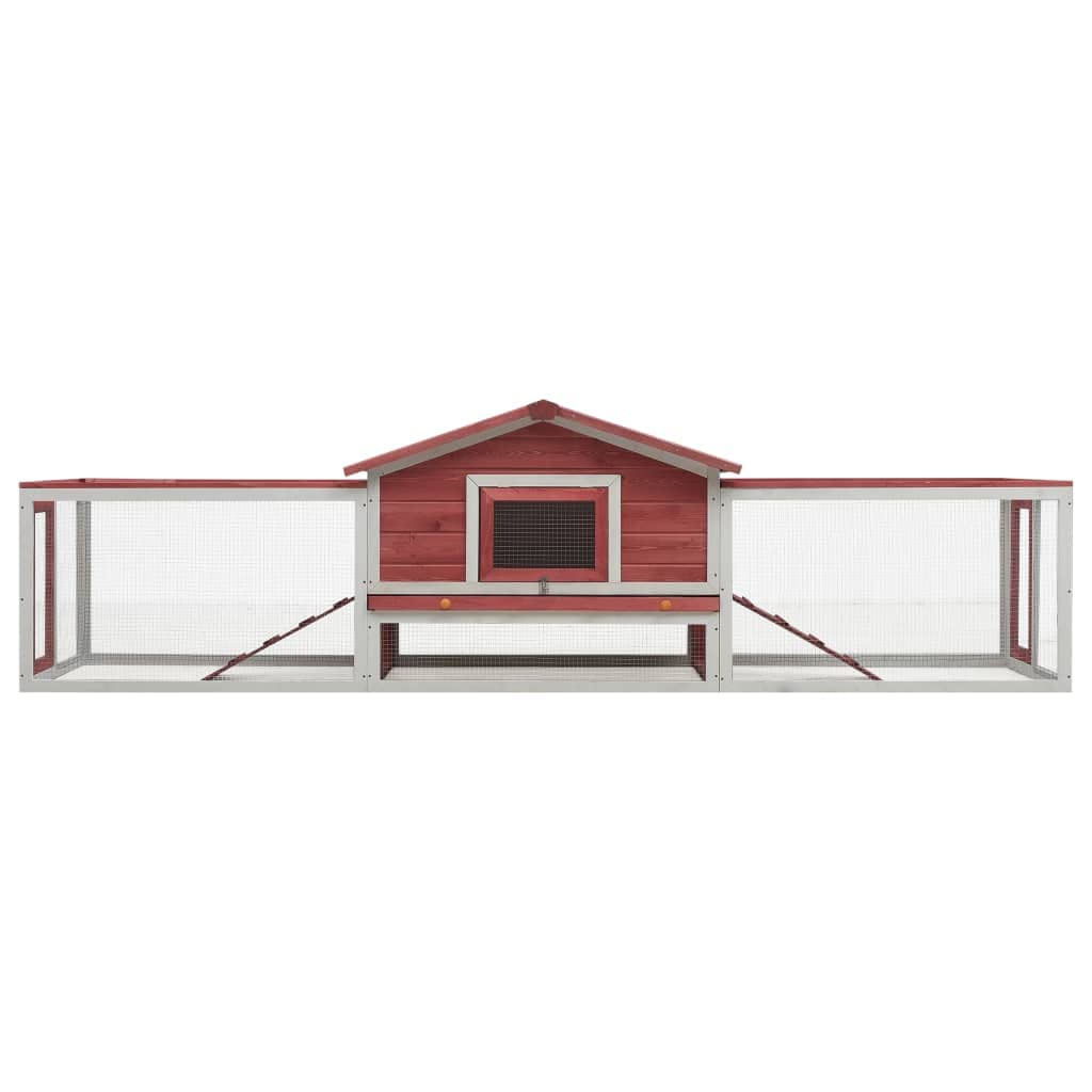 Vidaxl Rabbit Hutch Red 119.3'X23.6'X33.9' Solid Pine & Fir Wood