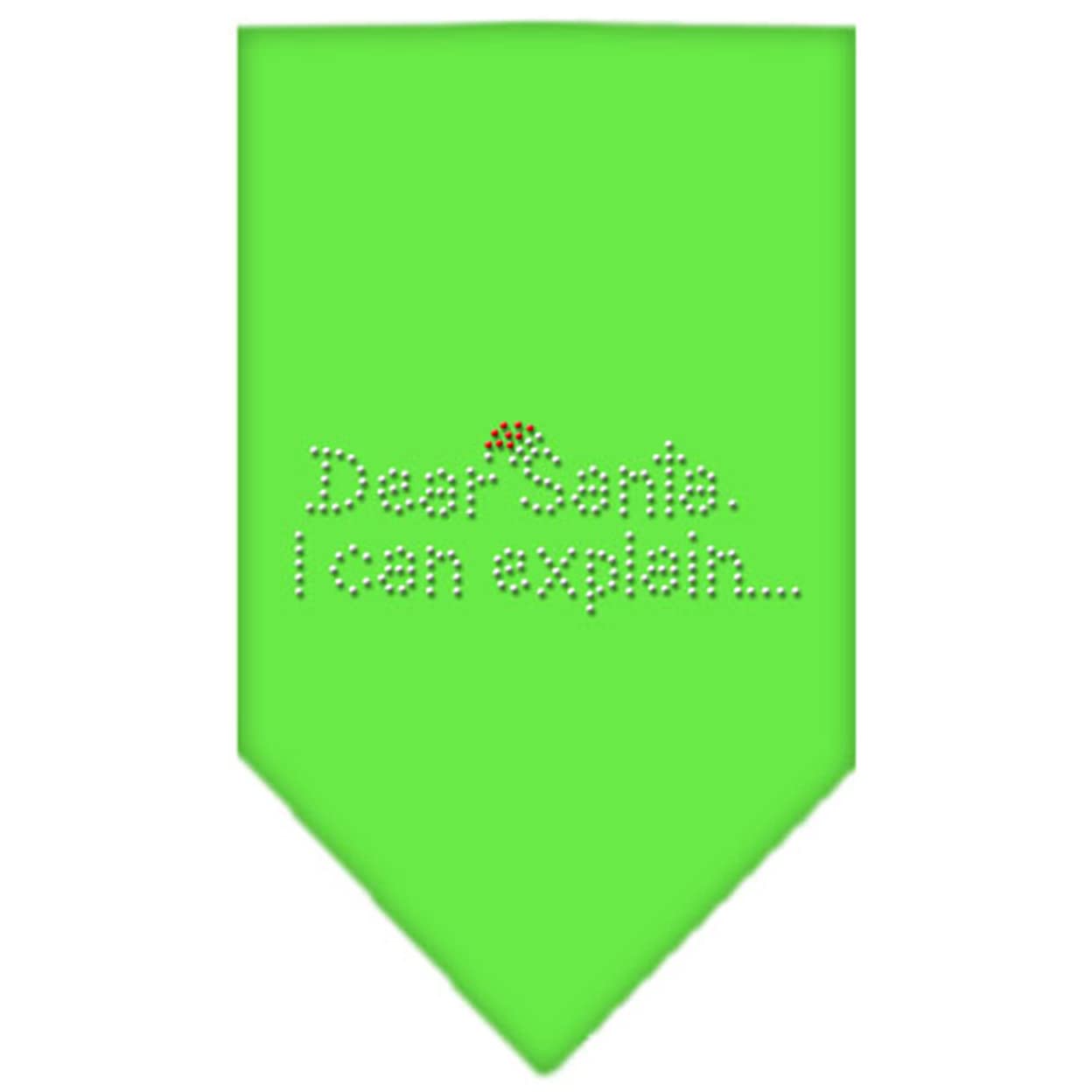 Mirage Pet Products Dear Santa Rhinestone Bandana, Large, Lime Green