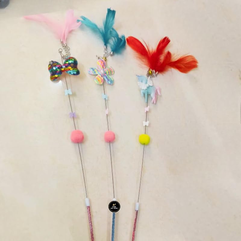 Psk Pet Mart 2Pcs Cat Wand Toy To Exercise Cats And Kittens Cat Stick Toy For Indoor Cats Plastic Training Aid For Cat