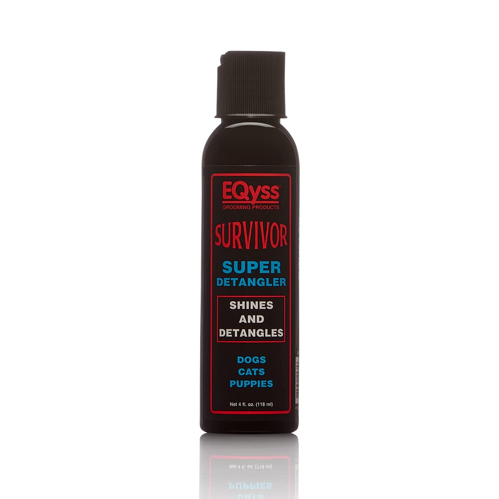 Eqyss Survivor Pet Detangler - Smooths Out Knots, Tangles, & Mats - Great For Longhair Breeds, Tails, Feathers - Adds Shine, No Sticky Residue (4 Oz)..