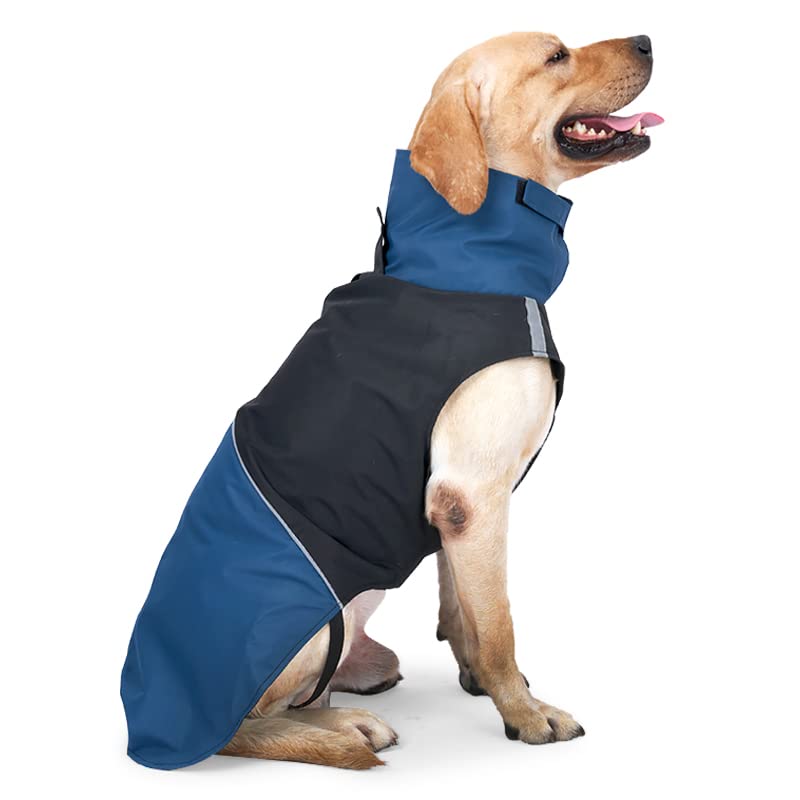Windproof Dog Winter Jackets - Outdoor Coats For Cold Weather, Waterproof Raincoats With Leash Hole, Black, Blue S