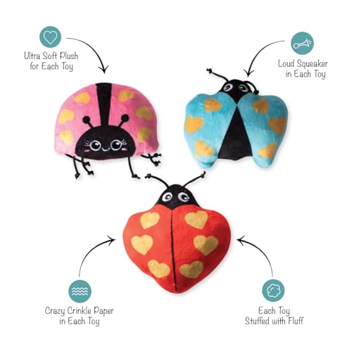 Fringe Studio Plush Dog Toy, Buggy For You, Small 3 Piece Set, Pet Shop Collection (662028)