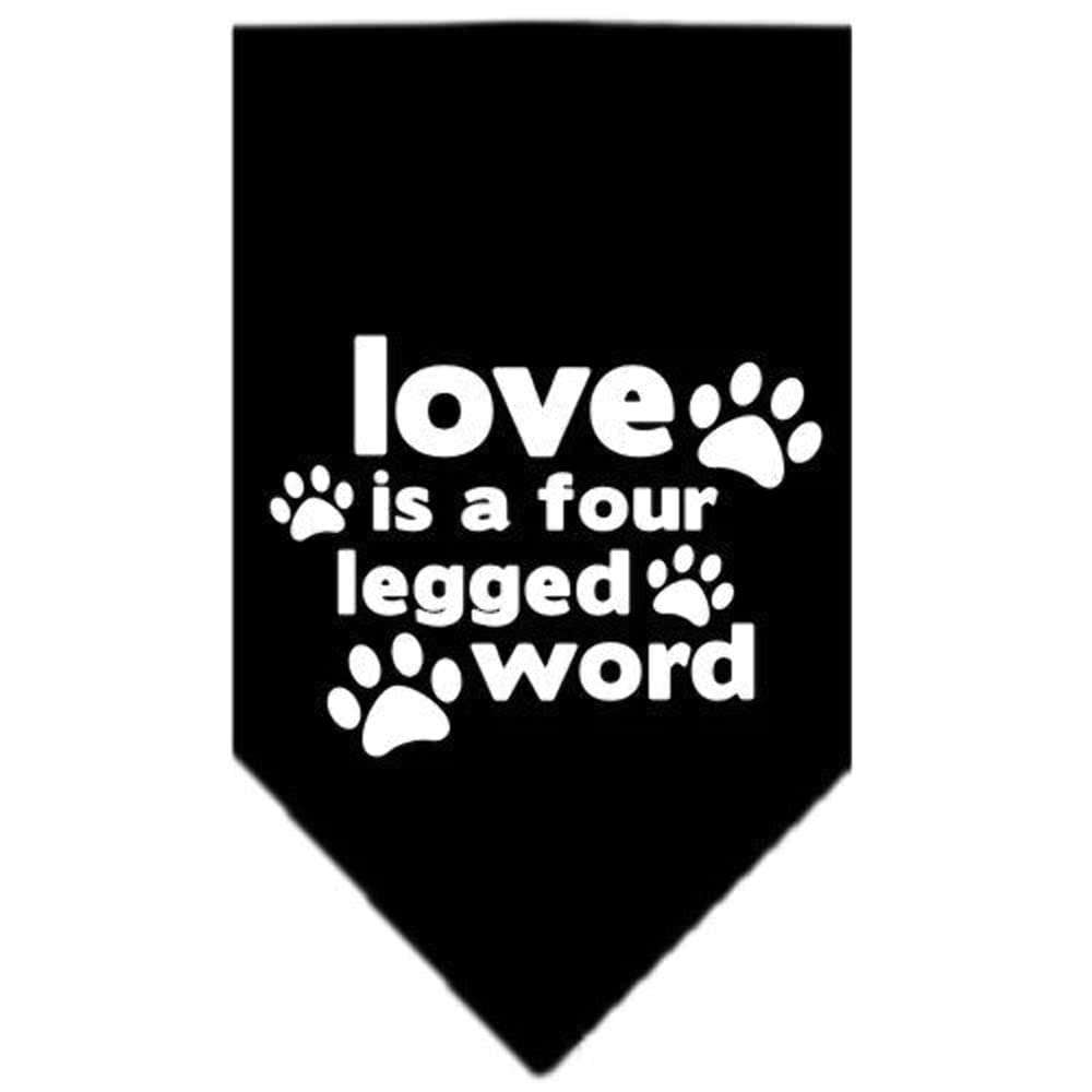 Mirage Pet Products Love is a 4 Leg Word Screen Print Bandana for Pets, Large, Bright Pink