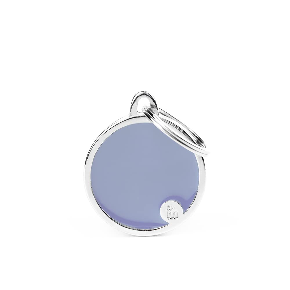 Myfamily Personalized Pet Id Tag Made In Italy, Lilac Circle, Free Engraving, Hand Enamelled In Metal, Basic Handmade Collection