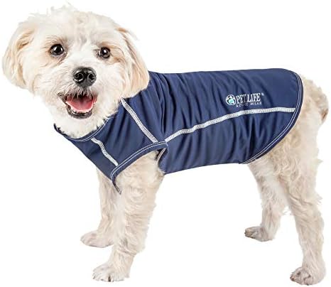 Pet Life  Active Racerbark 4Way Stretch Performance Active Dog Tank Top Tshirt, Navy  Large