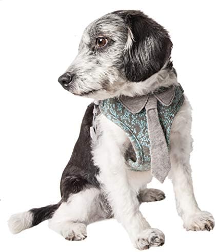 Pet Life  Fidomite Mesh Reversible And Breathable Adjustable Dog Harness W/ Designer Neck Tie, Blue / Grey  Xsmall