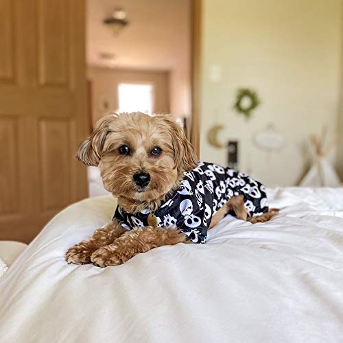 Cutebone Halloween Dog Pajamas Costume Skull Shirt Jumpsuit Pet Bodysuit For Medium Doggie Onesies P11M