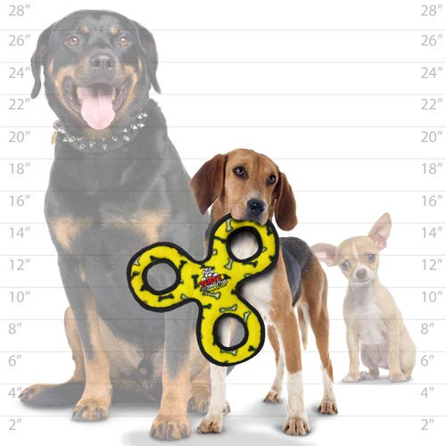 Tuffy - World'S Tuffest Soft Dog Toy - Junior 3 Way Tug- Yellow Bone - Squeakers - Multiple Layers. Made Durable, Strong & Tough. Interactive Play (Tug,Toss & Fetch). Machine Washable & Floats