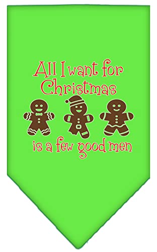 Christmas Pet and Dog Bandana Screen Printed, "All I Want For Christmas Is A Few Good Men" Lime Green Large
