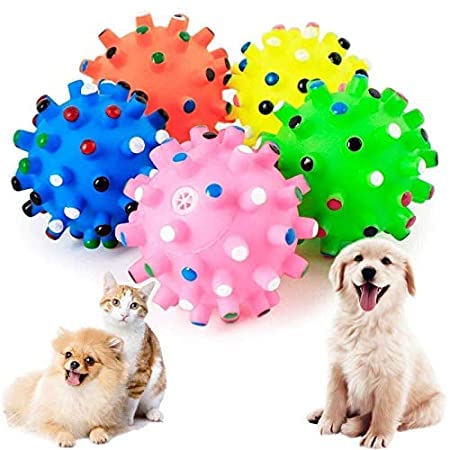 Woofy Natural Rubber Pet Thorny Ball Chew Toy Puppy Teething Chew Toy With Sound Interaction And Play For Dogs, Cat And Puppies 