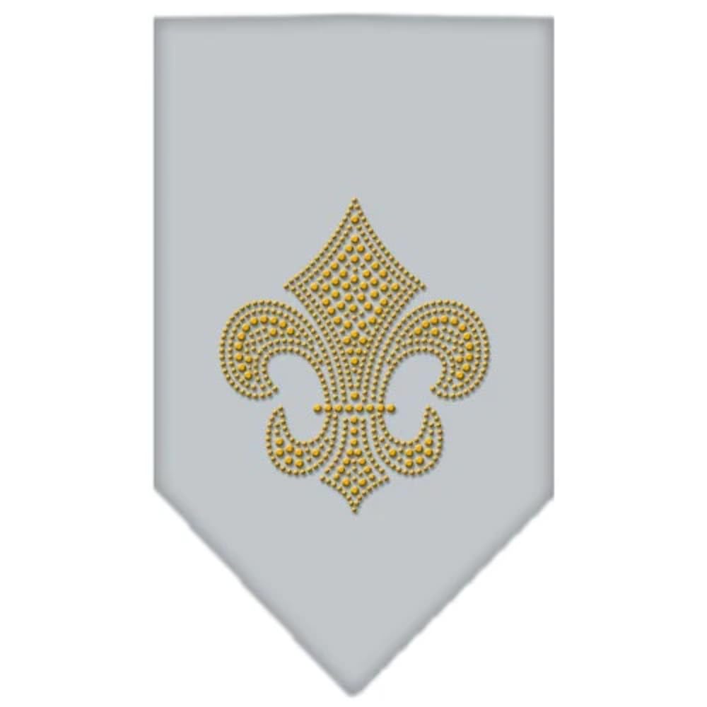 Pet and Dog Bandana Rhinestone, Fleur De Lis Gold Purple Small