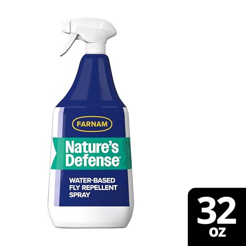 Farnam Natures Defense Water-Based Botanical Fly Repellent Spray for Horses, Ideal for Sensitive Skin, 32 oz