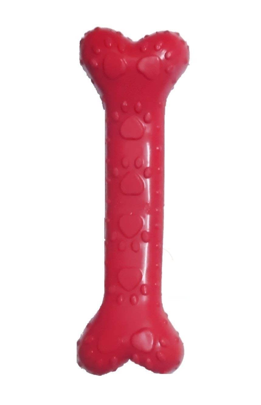 Dog Trust NonToxic Rubber Dog Chew Bone Toy, Puppy/Dog Teething Toy (Red) Small