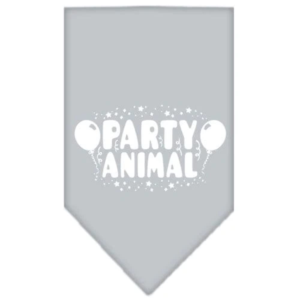 Mirage Pet Products Party Animal Screen Print Bandana for Pets, Small, Grey