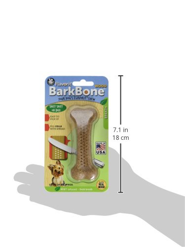 Pet Qwerks Flavorit Wood Barkbone - Fillable Dog Bone For Moderate Chewers - Mint Flavor - 4.25'