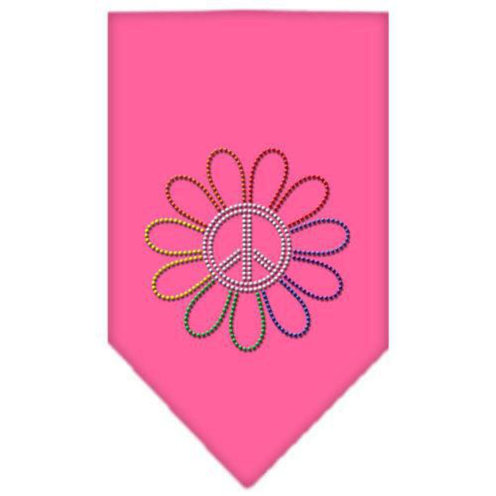 Mirage Pet Products Rainbow Peace Flower Rhinestone Bandana, Large, White