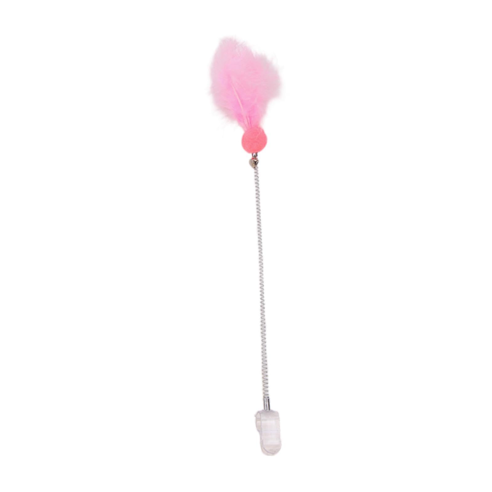 Ujeavette Interactive Cat Teaser Wand Portable Indoor Pet Toy For Pounce Flip Exercise Pink