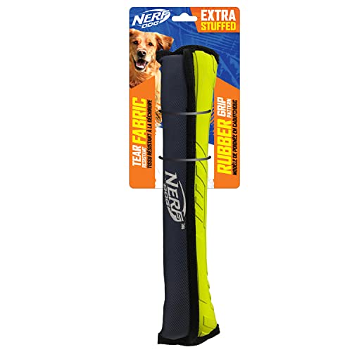 Nerf Dog Tuff Rubber Sleeve Tug Dog Toy, Lightweight, Durable And Water Resistant, 14 Inches, For Medium/Large Breeds, Single Unit, Green/Gray