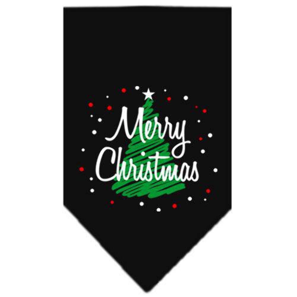 Mirage Pet Products Scribble Merry Christmas Screen Print Bandana for Pets, Small, Black