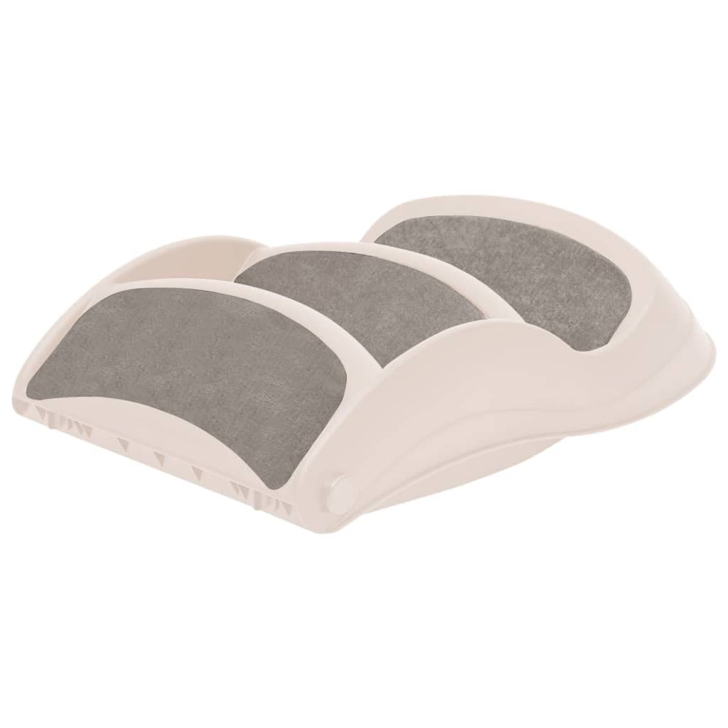 Vidaxl Folding Pet Stairs, 3-Step, Non-Slip Steps, Easy Assembly, Suitable For Small And Large Pets, High Load Capacity, Space Saving Design, Cream Plastic