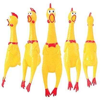 Woofy Rubber Squeaky Cum Chew Chicken Interactive Toy for Dog, Puppy to Reduce Separation (Hen Toy)  Pack of One