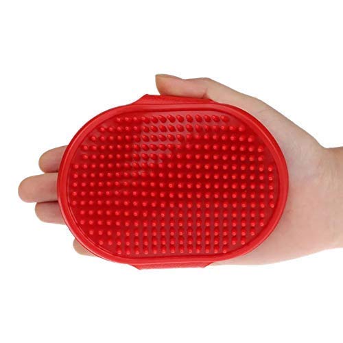 Petlicious & More Pet Shampoo Washing Soothing Massage Rubber Bristles Hand Brush Comb For Dogs & Cats  1 Piece (Colour May Var