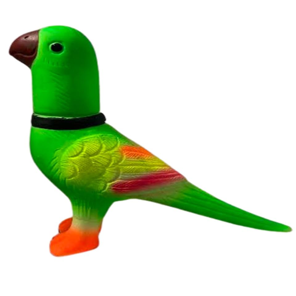 PETSWARE Natural Latex Rubber Squeaky (Green Parrot) Dog Toy | Small to Medium Dogs & Puppy | Durable, Animal Design, Fetch & Ch
