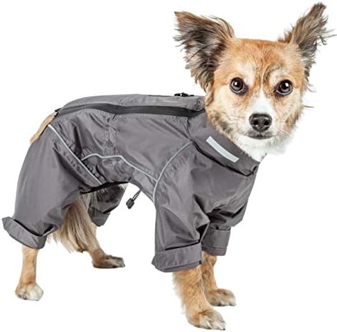 Dog Helios  Hurricanine Waterproof And Reflective Full Body Dog Coat Jacket W/ Heat Reflective Technology, Grey  Large