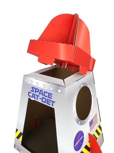 American Cat Club Cat House - Space Ship Design with Scratcher & Catnip, Model ACC2040, Cardboard Material