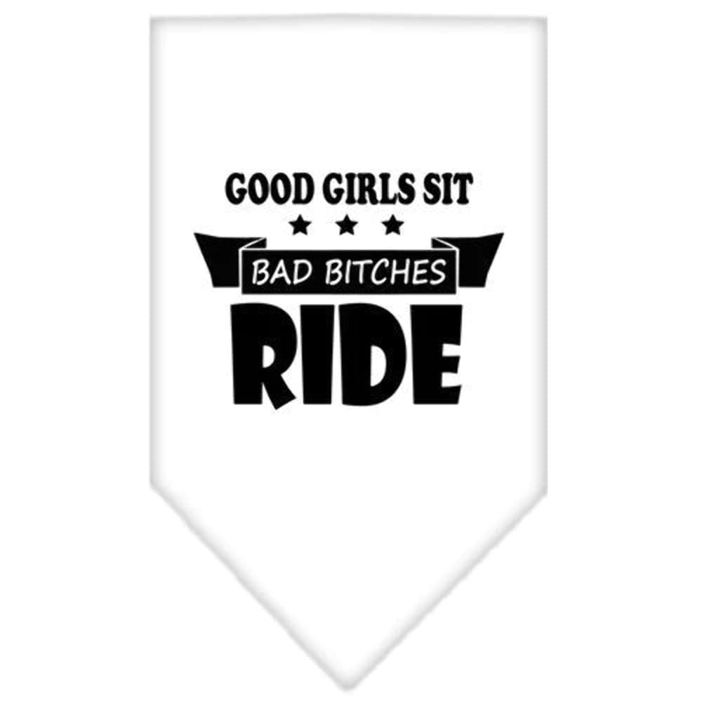 Mirage Pet Product Bitches Ride Screen Print Bandana White Small