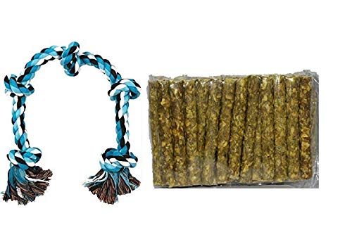 Psk Pet Mart Cotton Rope Dog Chew Toy For Medium To Adult Dogs With 5 Chew Knots 28 Inch Long  Extra Durable (Green Colour) Wit