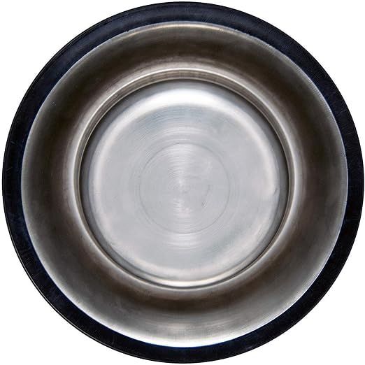 Meenamart Stainless Steel Dog And Cat Feeding Bowl Round Steel Pet Bowl Cream. (Size1000Ml)